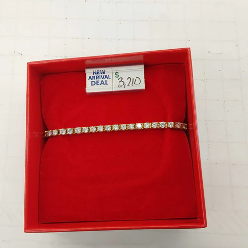 14K Yellow Gold Diamond Tennis Bracelet 8-Inch 11.2g